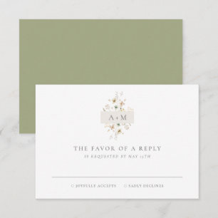 Elegante einfache Minimal Monogram Wedding RSVP Ca