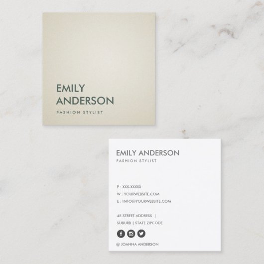 ELEGANTE EINFACHE MINIMAL-PFLANZEN, DIE SEHR BERUF QUADRATISCHE VISITENKARTE (Vorne/Hinten)