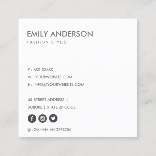 ELEGANTE EINFACHE MINIMAL-PFLANZEN, DIE SEHR BERUF QUADRATISCHE VISITENKARTE (Rückseite)