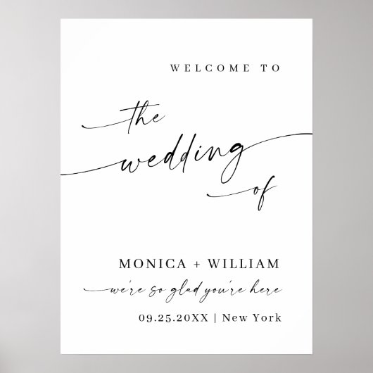 Elegante einfache Minimalistische Begrüßung Poster (Vorne)