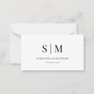 Elegante Einfache Minimalistische Couple Monogram  Mitteilungskarte