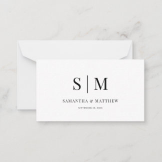 Elegante Einfache Minimalistische Couple Monogram  Mitteilungskarte