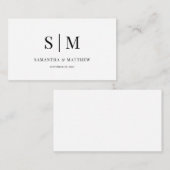 Elegante Einfache Minimalistische Couple Monogram  Mitteilungskarte (Vorne/Hinten)