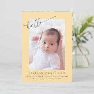 Elegante einfache minimalistische Hello Yellow Fot Ankündigung