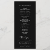 Elegante, einfache Minimalistische Hochzeit Programm (Rückseite)