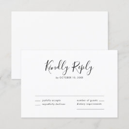 Elegante, einfache Minimalistische Hochzeit RSVP Karte