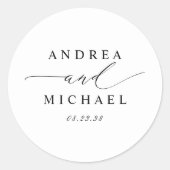 Elegante einfache Minimalistische Hochzeit Runder Aufkleber (Vorderseite)
