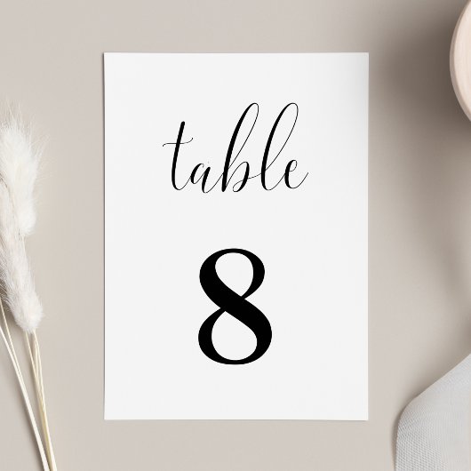 Elegante einfache Minimalistische Hochzeitskarte Tischnummer