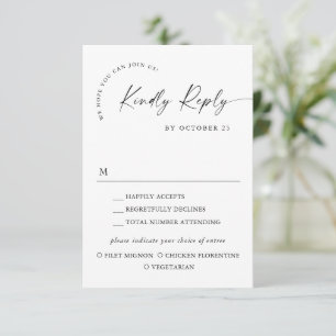 Elegante einfache minimalistische Kalligrafie-Menü RSVP Karte