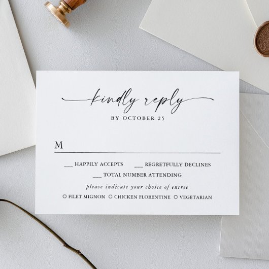Elegante einfache Minimalistische Kalligraphie RSVP Karte