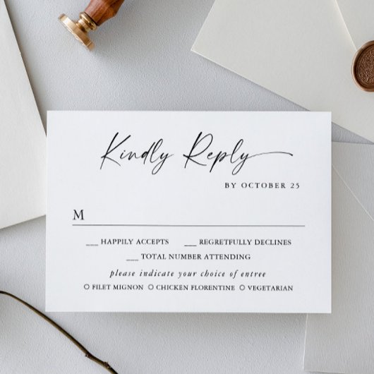 Elegante einfache Minimalistische Kalligraphie RSVP Karte