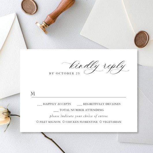 Elegante einfache Minimalistische Kalligraphie RSVP Karte