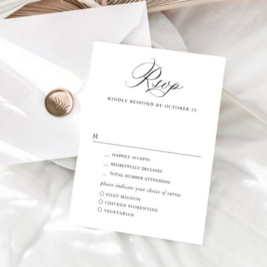 Elegante einfache Minimalistische Kalligraphie RSVP Karte