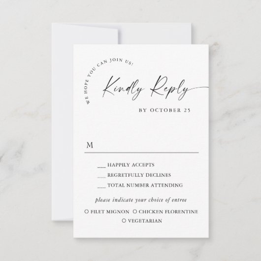 Elegante einfache Minimalistische Kalligraphie RSVP Karte (Vorderseite)