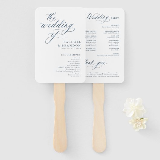 Elegante einfache Minimalistische Moderne Hochzeit Fächer (Vorne und Hinten)