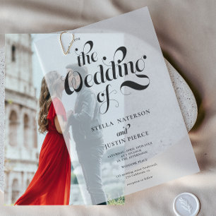 Elegante einfache Minimalistische Retro-Hochzeit Pergament Einladungen