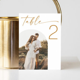 Elegante einfache minimalistische Schriftfoto-Hoch Tischnummer