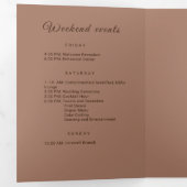 Elegante einfache Mocha-Mousse mit Monogram-Hochze Dreifach-gefaltete Programmkarte (Innen Erste Seite)