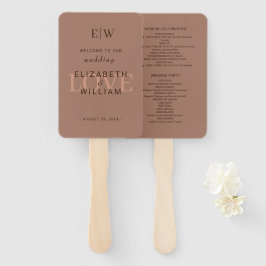 Elegante einfache Mocha-Mousse mit Monogram-Hochze Fächer