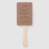 Elegante einfache Mocha-Mousse mit Monogram-Hochze Fächer (Vorderseite)