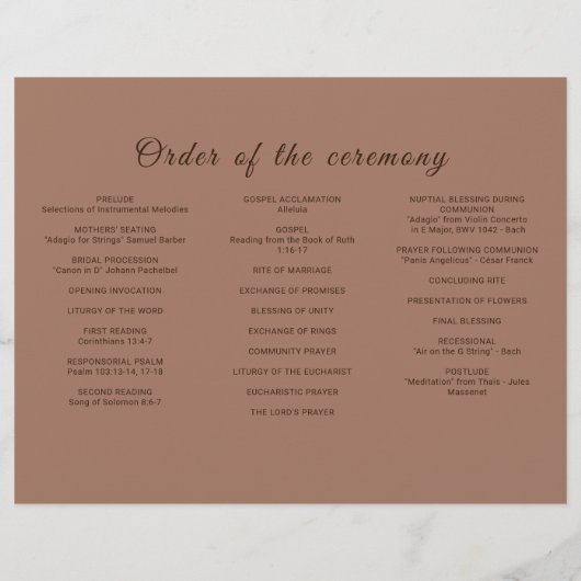 Elegante einfache Mocha-Mousse mit Monogram-Hochze Flyer (Hinten)