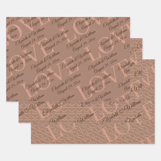 Elegante einfache Mocha-Mousse mit Monogram-Hochze Geschenkpapier Set (Set)