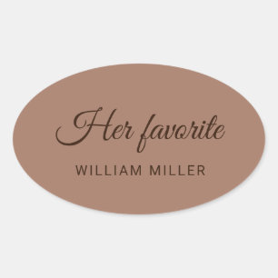 Elegante einfache Mocha-Mousse mit Monogram-Hochze Ovaler Aufkleber