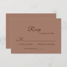 Elegante einfache Mocha-Mousse mit Monogram-Hochze RSVP Karte
