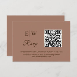 Elegante einfache Mocha-Mousse mit Monogram-Hochze RSVP Karte
