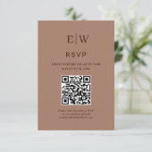 Elegante einfache Mocha-Mousse mit Monogram-Hochze RSVP Karte (Stehend Vorderseite)