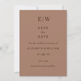 Elegante einfache Mocha-Mousse mit Monogram-Hochze Save The Date