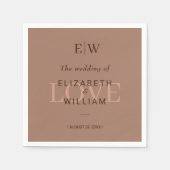 Elegante einfache Mocha-Mousse mit Monogram-Hochze Serviette (Vorderseite)