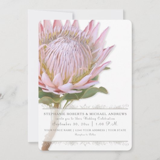 Elegante, einfache, moderne Blume Rosa Tee Einladung (Vorderseite)