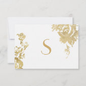 Elegante einfache moderne florale goldene Tischnum Einladung (Rückseite)