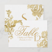 Elegante einfache moderne florale goldene Tischnum Einladung (Vorne/Hinten)