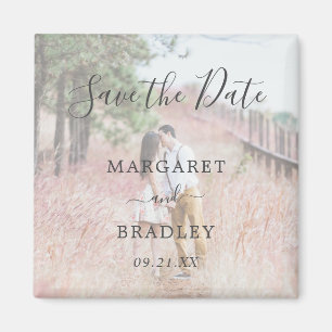 Elegante einfache moderne Foto-Hochzeit Termin vor Magnet