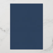 Elegante einfache moderne Goldfoil Navy Blue Weddi Folieneinladung (Rückseite)