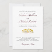 Elegante einfache, moderne Goldrings Hochzeit Einladung (Vorderseite)