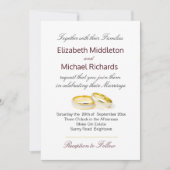 Elegante einfache, moderne Goldrings Hochzeit Einladung (Vorderseite)