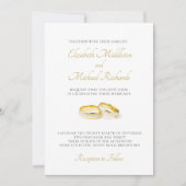 Elegante einfache, moderne Goldrings Hochzeit Einladung (Vorderseite)