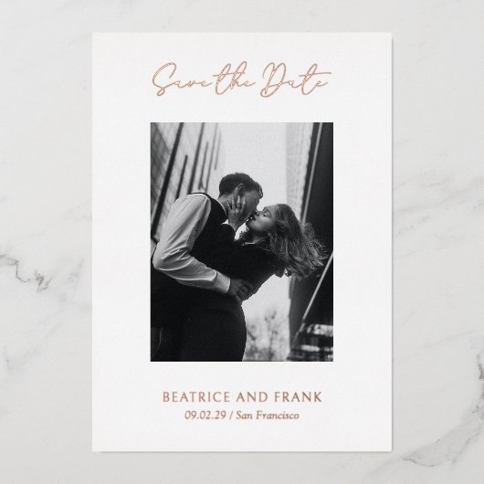 Elegante einfache moderne Hochzeit retten das Datu Folieneinladung (Vorderseite)