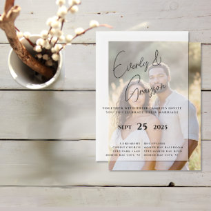Elegante einfache moderne minimalistische Hochzeit Pergament Einladungen