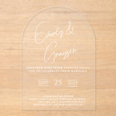 Elegante, einfache, moderne Minimalistische Weiße Acryleinladungen (Vorderseite)