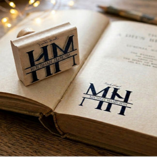 Elegante einfache moderne Monogramm-Initialen Name Gummistempel