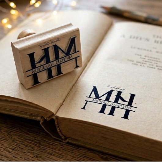 Elegante einfache moderne Monogramm-Initialen Name Gummistempel