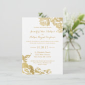 Elegante Einfache moderne Rose Floral Gold Empfang Einladung (Stehend Vorderseite)