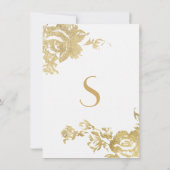 Elegante Einfache moderne Rose Floral Gold Empfang Einladung (Rückseite)