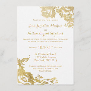 Elegante Einfache moderne Rose Floral Gold Empfang Einladung