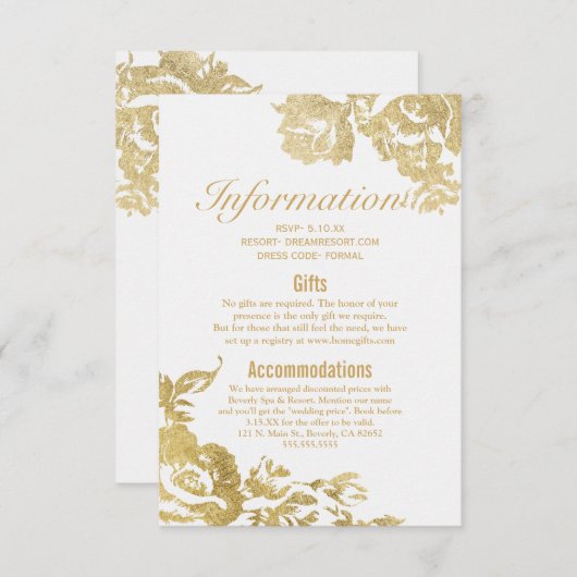 Elegante Einfache moderne Rose Hochzeit der Blumen Begleitkarte (Vorne/Hinten)