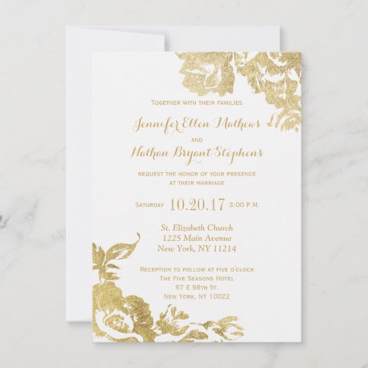 Elegante Einfache moderne Rose Hochzeit der Blumen Einladung (Vorderseite)